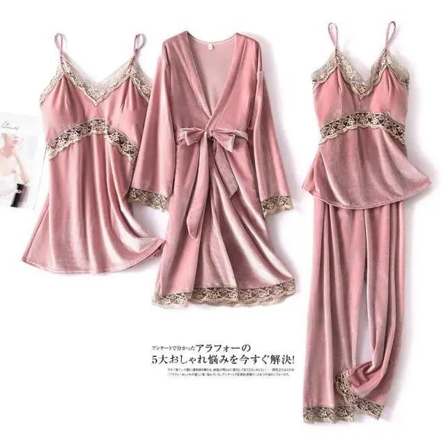 Elegant 4-Piece Satin Sleepwear Set