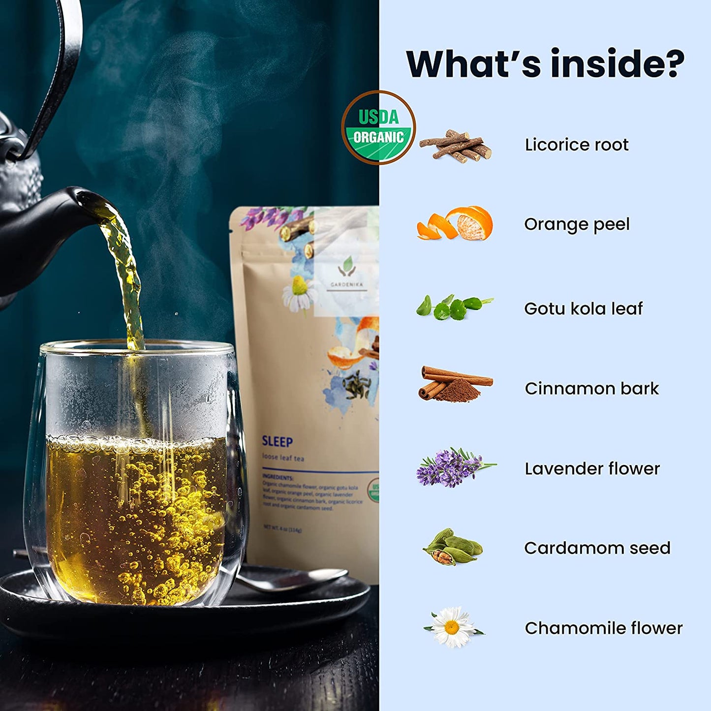 Sleep Tea — Organic Chamomile, Lavender & Gotu Kola Blend for Evening Relaxation