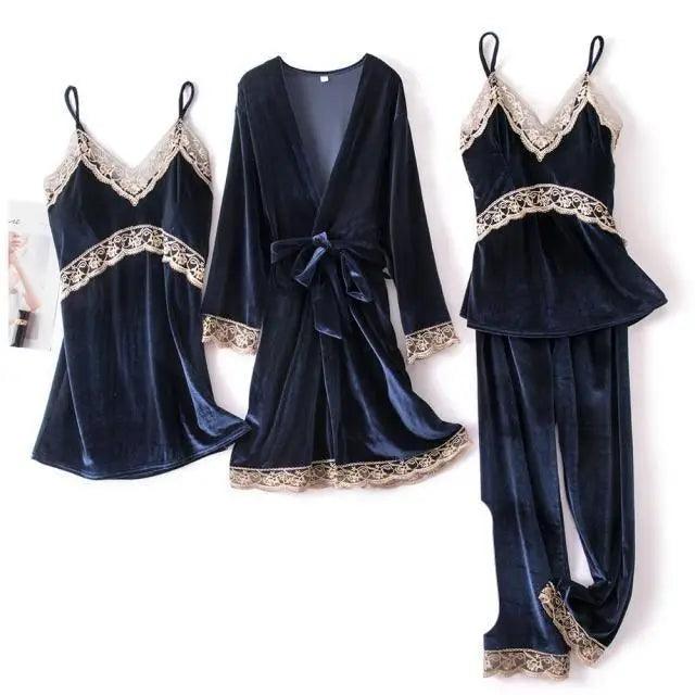 Elegant 4-Piece Satin Sleepwear Set