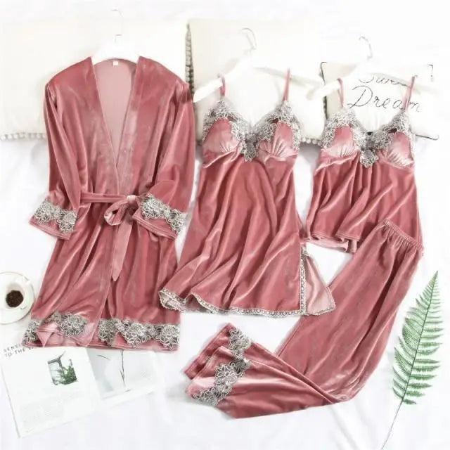 Elegant 4-Piece Satin Sleepwear Set