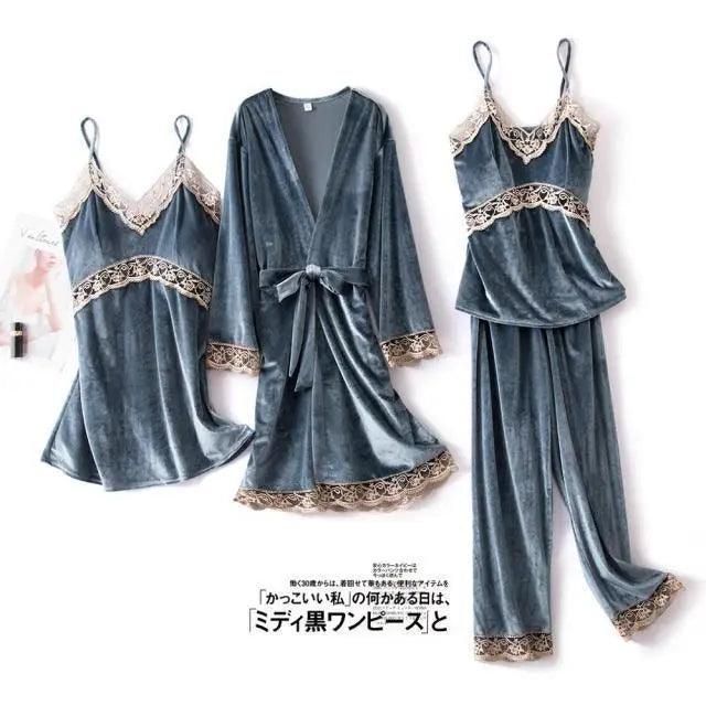 Elegant 4-Piece Satin Sleepwear Set