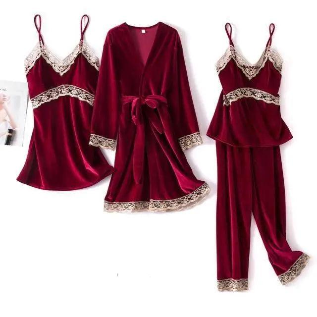 Elegant 4-Piece Satin Sleepwear Set